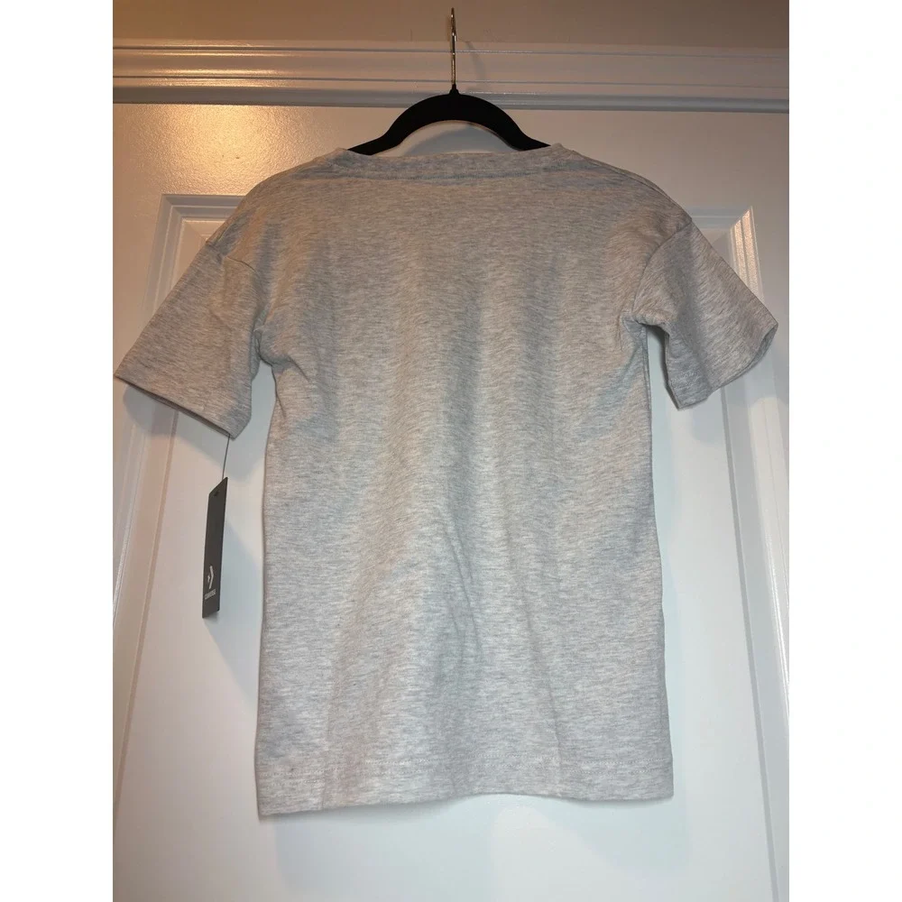 Converse‎ NWT Kids Gray Multi Color Stacked Logo Graphic T-Shirt Size S 8-10